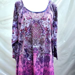 One World long sleeve sequin front blouse, 2X